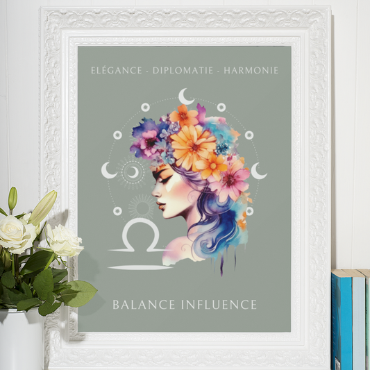 Poster Astrologique Balance - "Léa, Femme Balance"