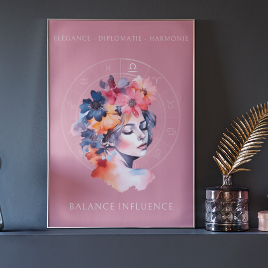 Poster Astrologique Balance - "Christine, Femme Balance"
