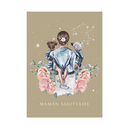 Poster Maman Sagittaire avec son fils et sa fille
