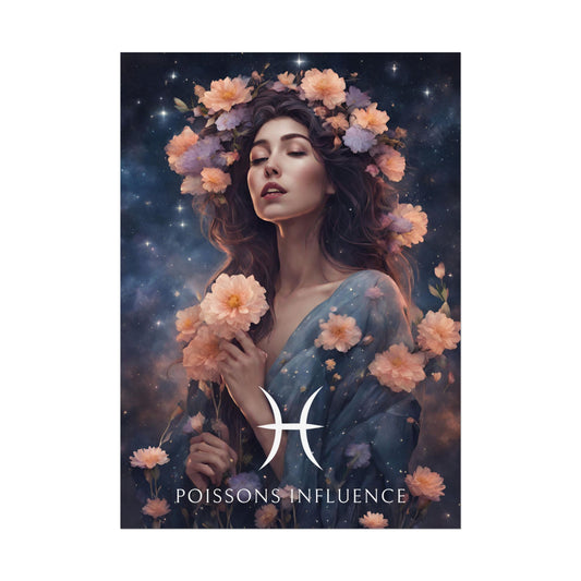 Poster Astrologique Poissons - Elisa, Femme Poissons