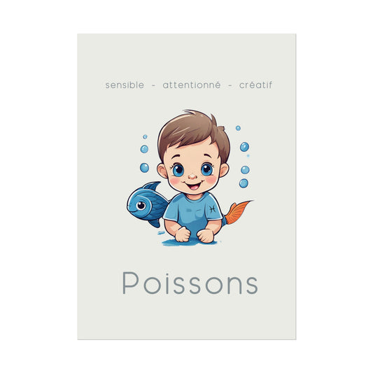 Poster Baby Boy BEIGE - Poissons