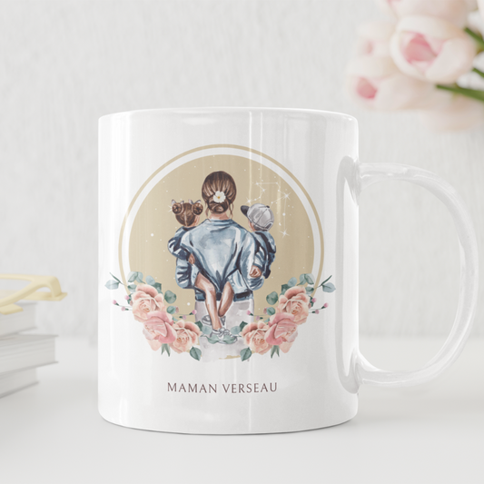 Mug Maman Verseau avec son fils et sa fille