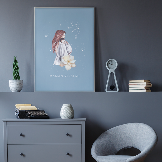 Poster Maman Verseau et son bébé garçon