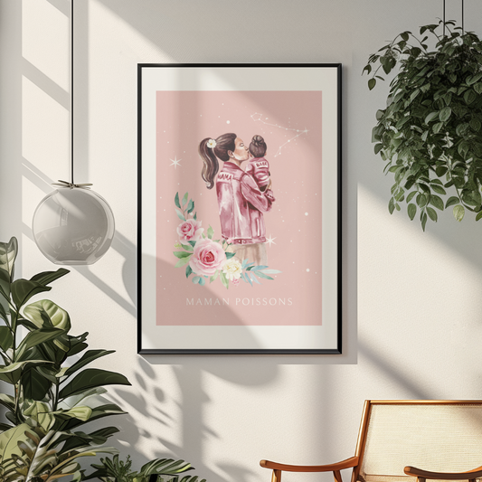 Poster Maman Poissons et sa fille