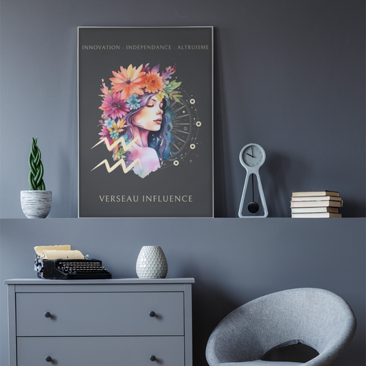 Poster Astrologique Verseau - "Mélanie, Femme Verseau"