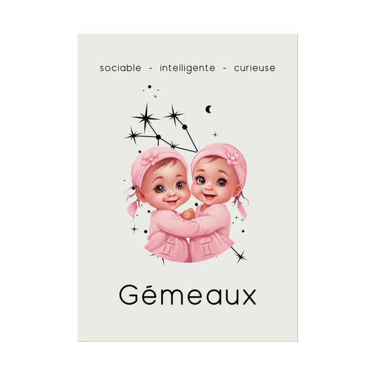 Poster Baby Girl BEIGE - Gémeaux