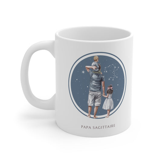 Mug Papa Sagittaire avec son fils et sa fille
