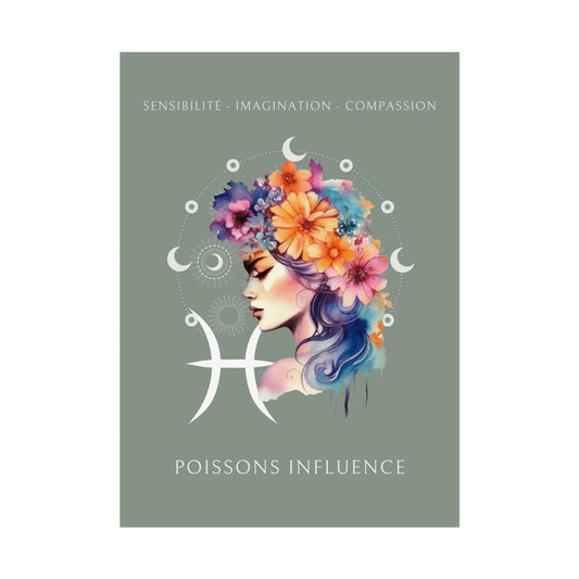 Poster Astrologique Poissons - "Léa, Femme Poissons"