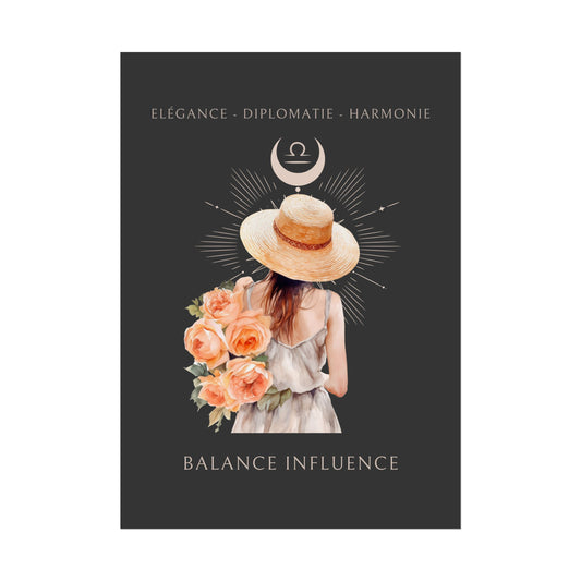 Poster Astrologique Balance - "Rose, Femme Balance"
