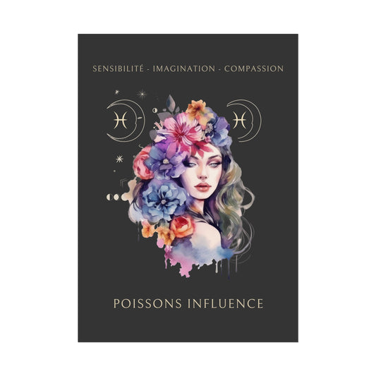Poster Astrologique Poissons - "Eleonore, Femme Poissons"