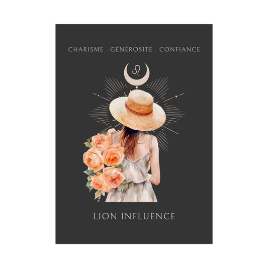 Poster Astrologique Lion - "Rose, Femme Lion"