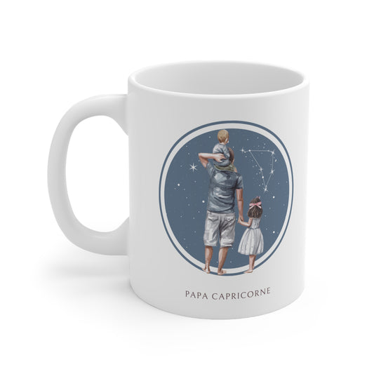 Mug Papa Capricorne avec son fils et sa fille