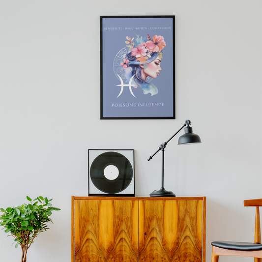 Poster Astrologique Poissons - "Jasmine, Femme Poissons"