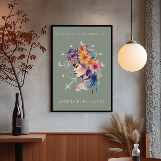 Poster Astrologique Sagittaire - "Léa, Femme Sagittaire"