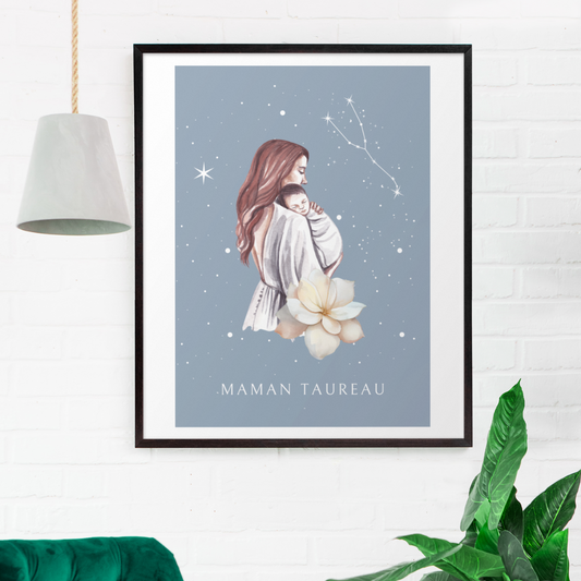 Poster Maman Taureau et son bébé garçon