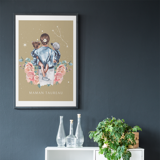 Poster Maman Taureau avec son fils et sa fille