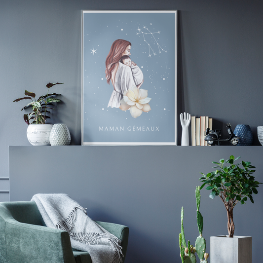 Poster Maman Gémeaux et son bébé garçon