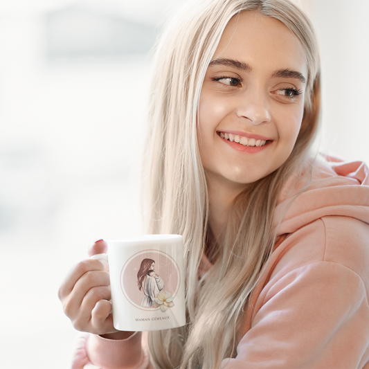 Mug Maman Gémeaux et son bébé fille