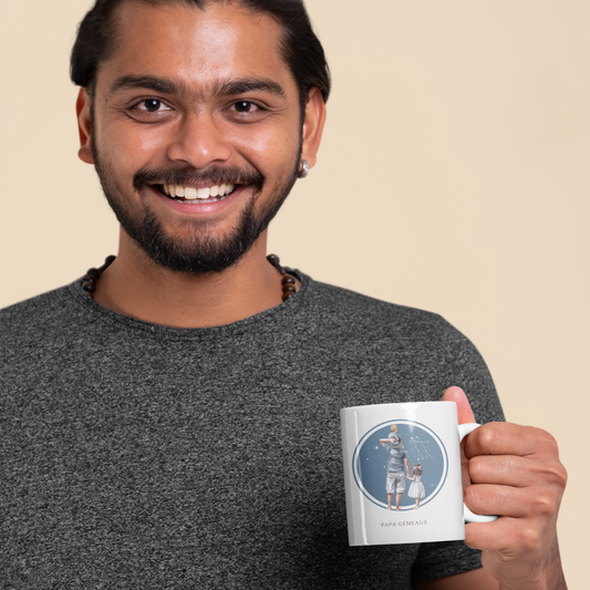 Mug Papa Gémeaux avec son fils et sa fille