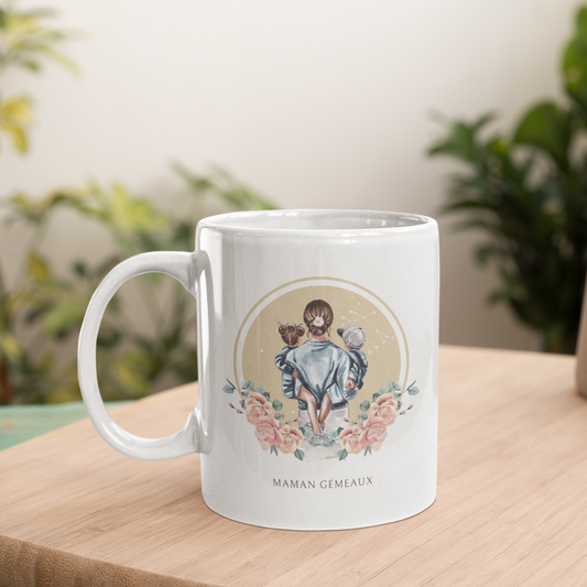 Mug Maman Gémeaux avec son fils et sa fille