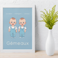 Poster Baby Boy BLEU - Gémeaux