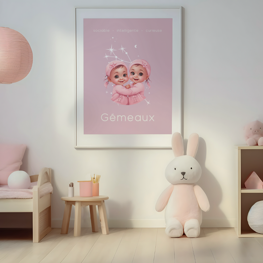 Poster Baby Girl ROSE - Gémeaux