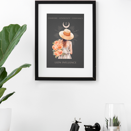 Poster Astrologique Lion - "Rose, Femme Lion"