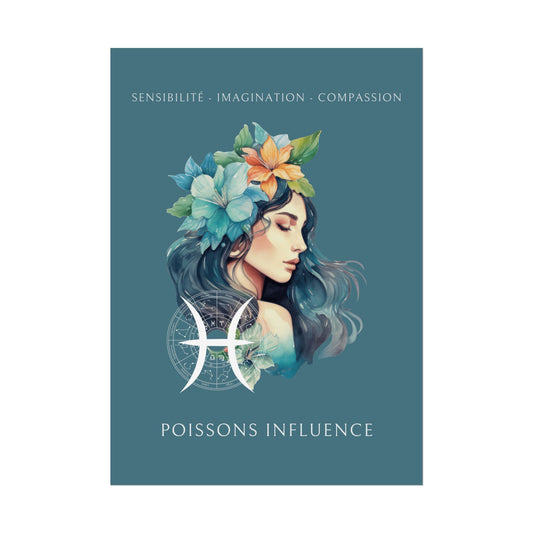 Poster Astrologique Poissons - "Aurélie, Femme Poissons"