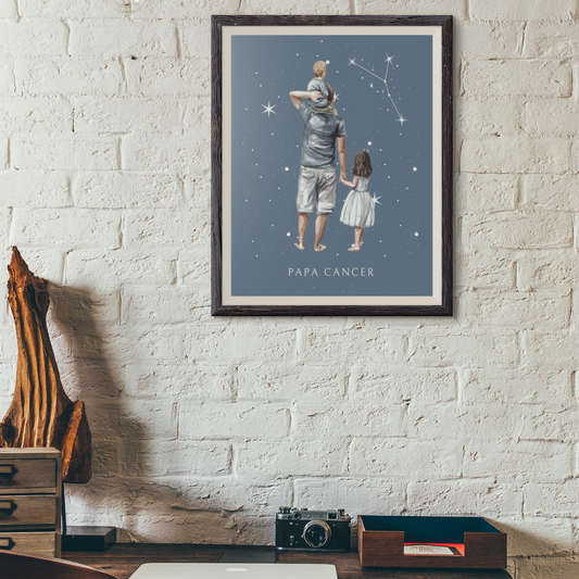 Poster Papa Cancer avec son fils et sa fille