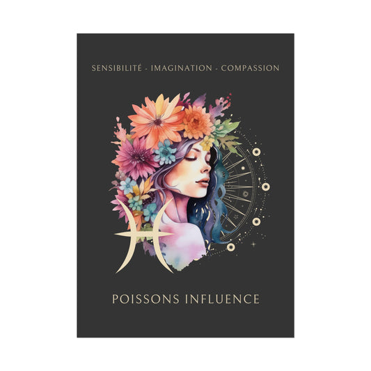 Poster Astrologique Poissons - "Mélanie, Femme Poissons"