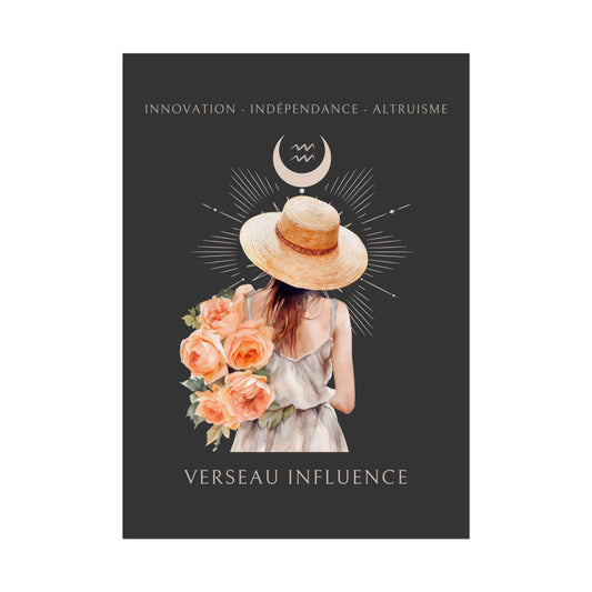 Poster Astrologique Verseau - "Rose, Femme Verseau"