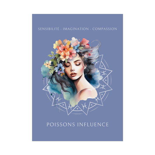 Poster Astrologique Poissons - "Mélody, Femme Poissons"
