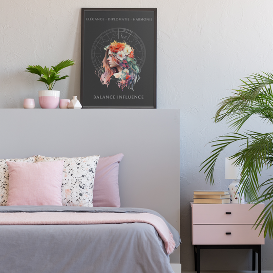 Poster Astrologique Balance - "Fanny, Femme Balance"