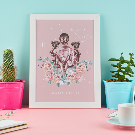 Poster Maman Lion et ses filles