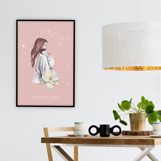 Poster Maman Lion et son bébé fille