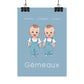 Poster Baby Boy BLEU - Gémeaux