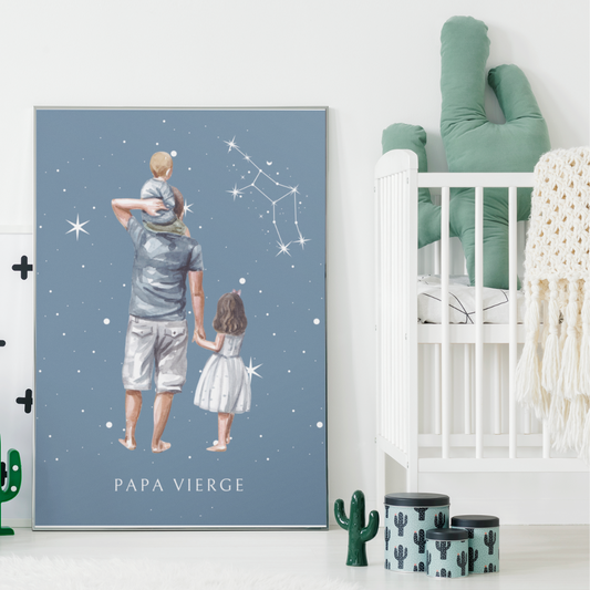 Poster Papa Vierge avec son fils et sa fille