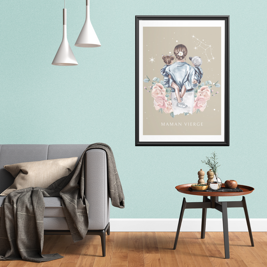 Poster Maman Vierge avec son fils et sa fille