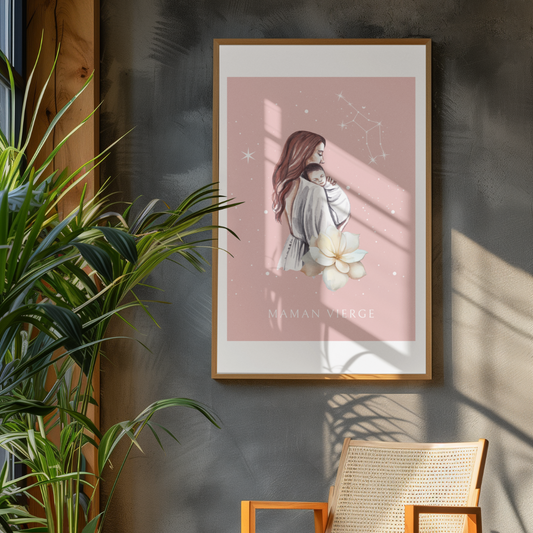 Poster Maman Vierge et son bébé fille