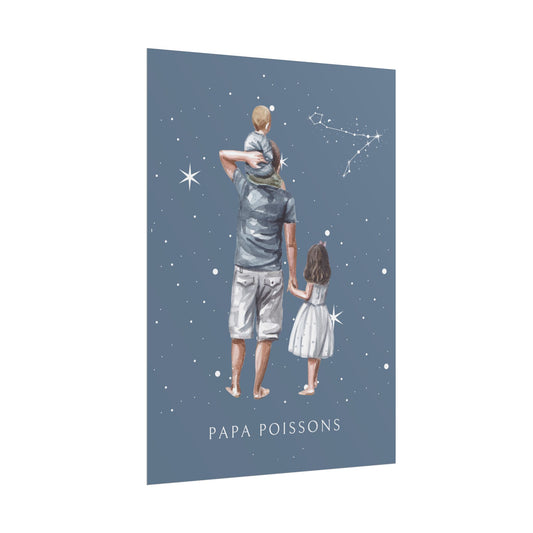 Poster Papa Poissons avec son fils et sa fille