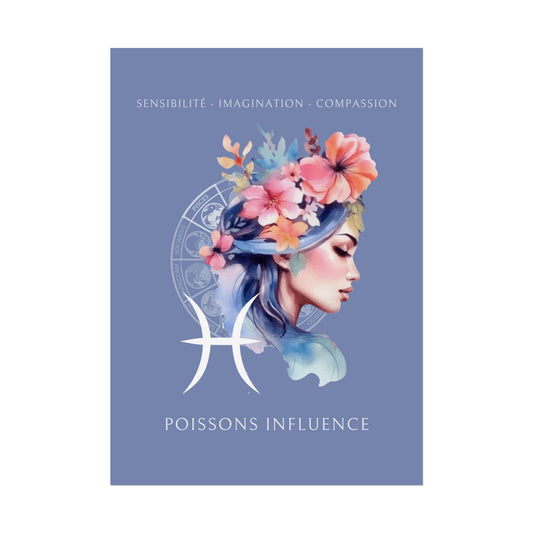 Poster Astrologique Poissons - "Jasmine, Femme Poissons"