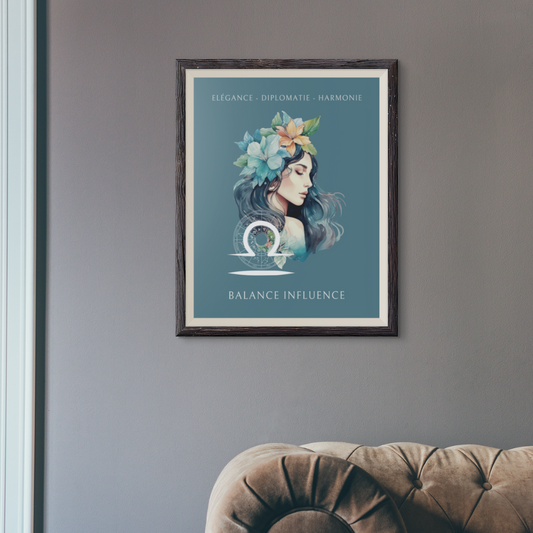 Poster Astrologique Balance - "Aurélie, Femme Balance"