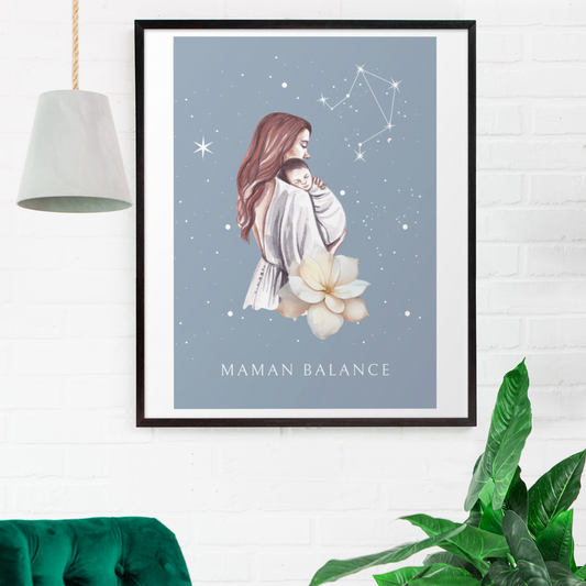 Poster Maman Balance et son bébé garçon