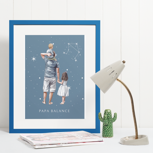 Poster Papa Balance avec son fils et sa fille