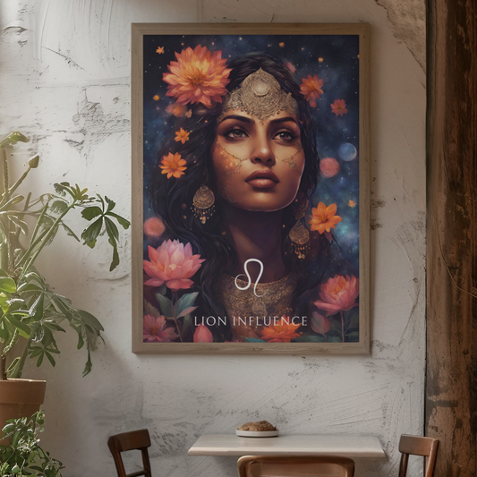Poster Astrologique Lion - Lakshmi, Femme Lion