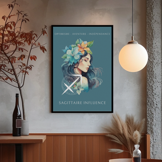 Poster Astrologique Sagittaire - "Aurélie, Femme Sagittaire"