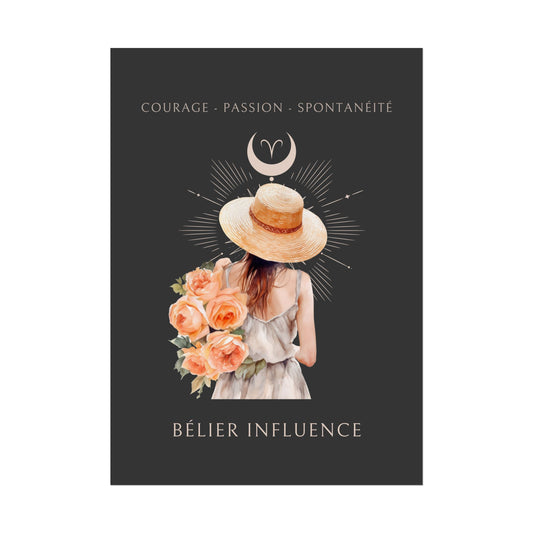 Poster Astrologique Bélier - "Rose, Femme Bélier"