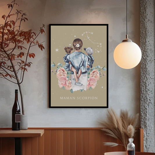Poster Maman Scorpion avec son fils et sa fille