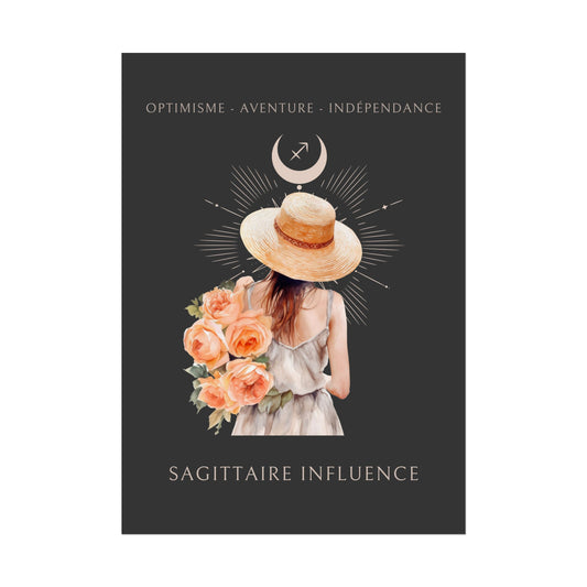 Poster Astrologique Sagittaire - "Rose, Femme Sagittaire"