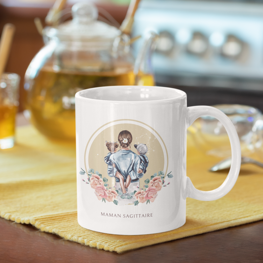Mug Maman Sagittaire avec son fils et sa fille